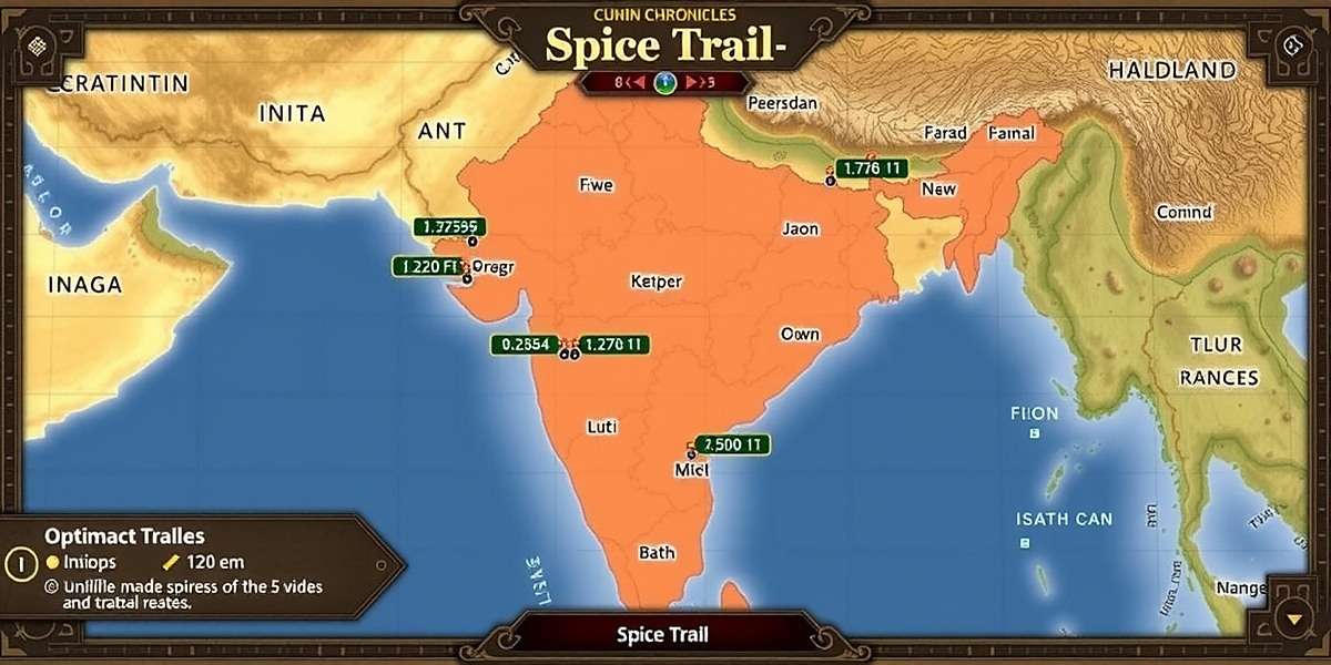 Cumin Chronicles Spice Trail player-created map showing optimal trade routes between major Indian cities with seasonal spice prices marked